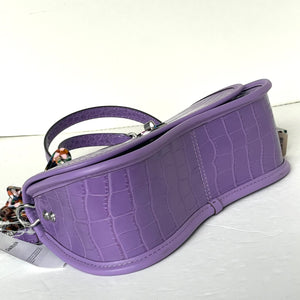 Coach Wavy Dinky Bag Crossbody Purple Croc Embossed Coachtopia Leather