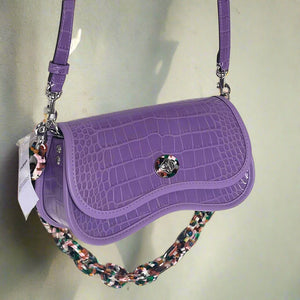 Coach Wavy Dinky Bag Crossbody Purple Croc Embossed Coachtopia Leather