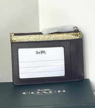 Load image into Gallery viewer, Coach Wizard of Oz Gold Glitter Mini Skinny Leather Wallet Keyring Box