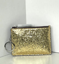 Load image into Gallery viewer, Coach Wizard of Oz Gold Glitter Mini Skinny Leather Wallet Keyring Box