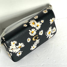Load image into Gallery viewer, Coach Wyn Crossbody Bag Envelope Clutch Black Leather Daisy Floral CS017