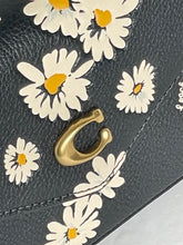 Load image into Gallery viewer, Coach Wyn Crossbody Bag Envelope Clutch Black Leather Daisy Floral CS017