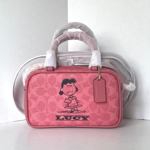 Coach X Peanuts CBJ62 Satchel Crossbody Bag Women’s Signature Canvas Lucy Pink