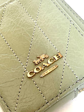 Load image into Gallery viewer, Coach Zip Card Case CEC51 Quilted Leather ID Wallet Chain Strap Pistachio Green