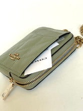 Load image into Gallery viewer, Coach Zip Card Case CEC51 Quilted Leather ID Wallet Chain Strap Pistachio Green