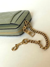 Load image into Gallery viewer, Coach Zip Card Case CEC51 Quilted Leather ID Wallet Chain Strap Pistachio Green