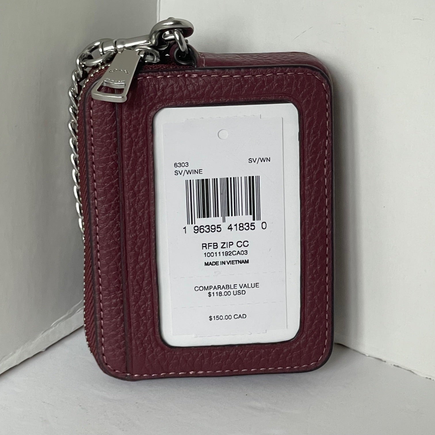 Coach Zip Card Case ID Wallet Pebbled Leather 6303 Mini