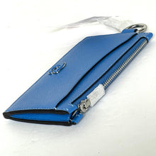 Load image into Gallery viewer, Coach Zip Card Case Leather Wallet Blue With D-Ring Clip Blue Unisex