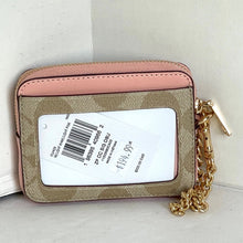 Load image into Gallery viewer, Coach Observed By Us Zip Card Case Signature Canvas Leather Khaki CU403 Pink
