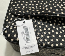 Load image into Gallery viewer, Black polka dot bag with a price tag on a light background