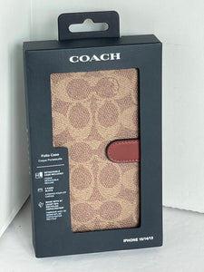 Coach iPhone 151413 Folio Case Brown Signature Canvas Detachable Wallet