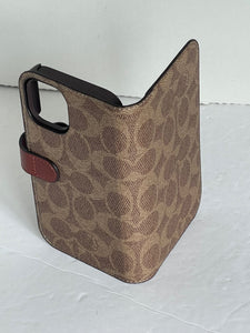 Coach iPhone 151413 Folio Case Brown Signature Canvas Detachable Wallet