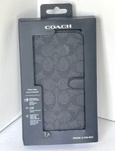 Load image into Gallery viewer, Coach iPhone 15_14_13 Folio Case Black Signature Canvas Detachable Wallet