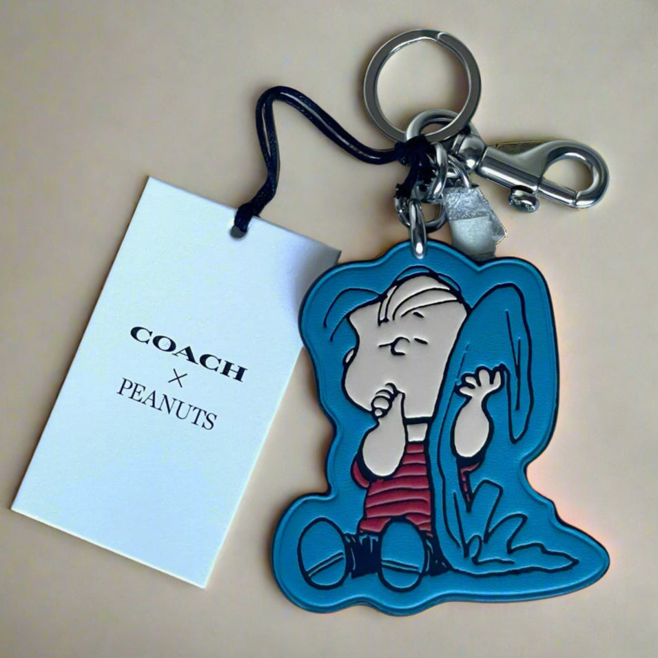Coach x Peanuts 2025 Linus Leather Bag Charm Keychain CBG56 75th