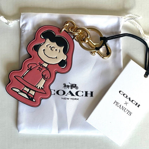 Coach x Peanuts 2025 Lucy Leather Bag Charm Keychain CBG58 Pink Anniversary