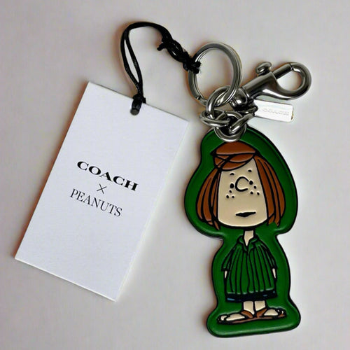 CoachxPeanuts2025PeppermintPattyLeatherBagCharmKeychainCBG57Green