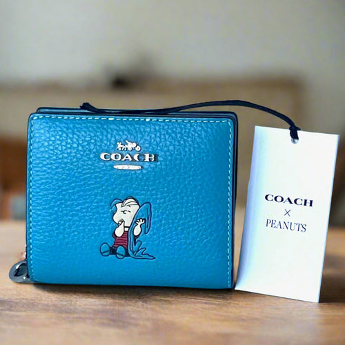 Coach x Peanuts 2025 Snap Wallet Linus CBN91 Snoopy 75th Anniversary Blue