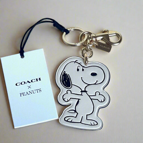 Coach x Peanuts 2025 Snoopy Chalk Leather Bag Charm Keychain 75th Anniversary