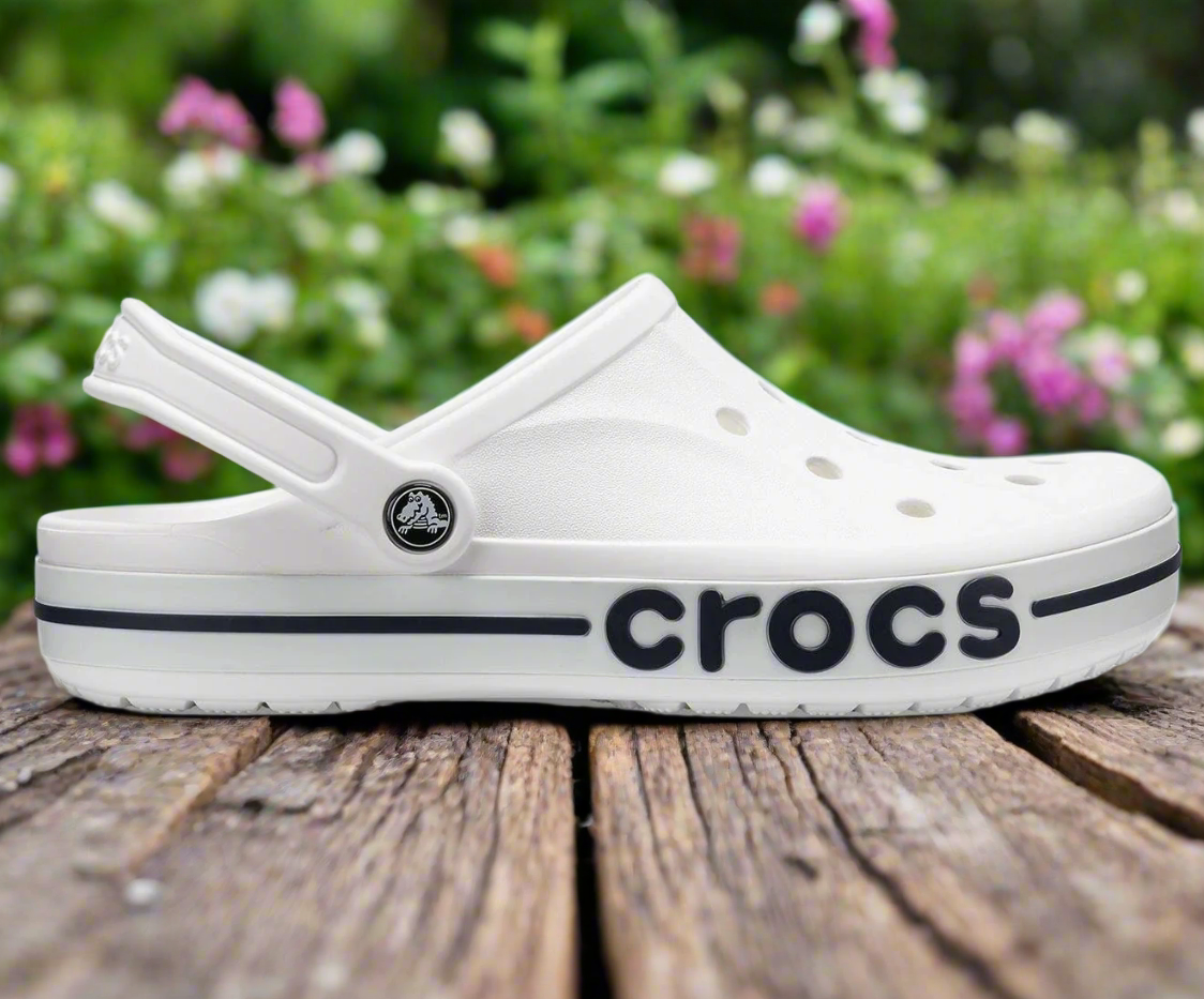 Crocs‎ Bayaband Mens Slip-on Clog Size 8 White Navy Water Friendly Lightweight Crocs Bayaband Clog is a lightweight unisex slip-on that  main image 4