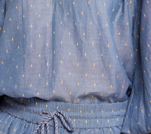 Load image into Gallery viewer, Current Elliott Seaside Blouse Womens M Blue Swiss Dot Chambray Cotton Top