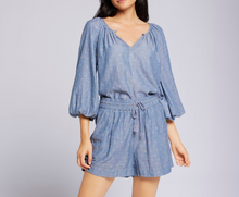 Load image into Gallery viewer, Current Elliott Seaside Blouse Womens M Blue Swiss Dot Chambray Cotton Top