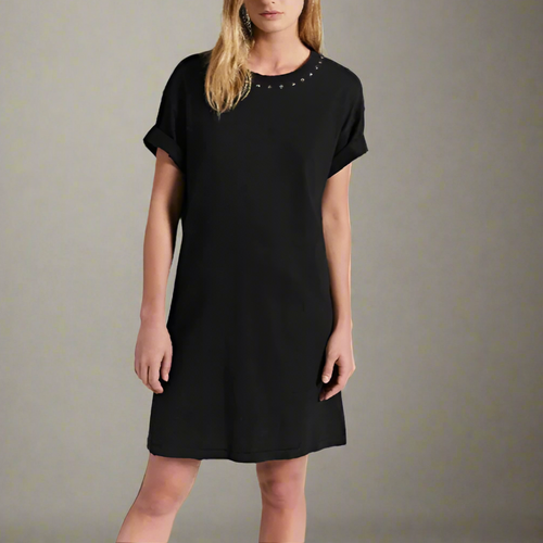 Current Elliott Dress Womens Extra Small Black TShirt Glitter Crewneck Short Cotton