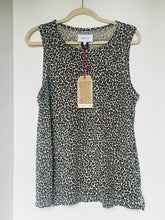 Load image into Gallery viewer, Leopard print sleeveless top on a hanger with a tag, against a white background