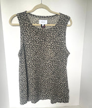 Load image into Gallery viewer, Leopard print sleeveless top on a hanger against a white background