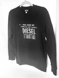 DIESEL Sweater S-Gir-B5 Felpa Small Black Crewneck Cotton Sweatshirt Pullover