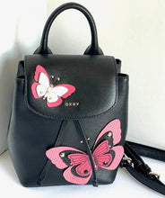 Load image into Gallery viewer, DKNY Backpack Mini Womens Black Leather Butterfly Garden Lex Hand Bag
