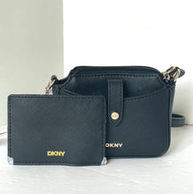 Load image into Gallery viewer, DKNY Thomasy Micro Mini Crossbody Bag Black Handbag w Wallet Vegan Leather