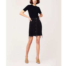 Load image into Gallery viewer, DL1961_Poppy_Mini_Denim_Skirt_Black_Stretch_High_Rise_Raw_Hem