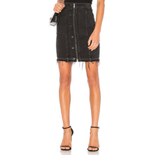 Load image into Gallery viewer, DL1961_Poppy_Mini_Denim_Skirt_Black_Stretch_High_Rise_Raw_Hem