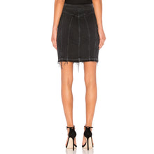 Load image into Gallery viewer, DL1961_Poppy_Mini_Denim_Skirt_Black_Stretch_High_Rise_Raw_Hem
