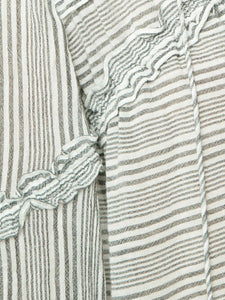 Derek Lam 10 Crosby Women's Stripe Cotton V-Neck Tassel Tie Blouse Tunic -10