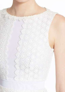 Diane Furstenberg Shirt Womens 12 White Sleeveless Peplum Hem Cotton Lace