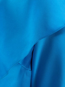 Diane Furstenberg Top Womens 10 Blue Sleeveless One Shoulder Ruffle Satin