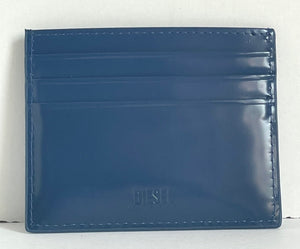 Diesel Wallet Mens Blue Johnas II Card Holder Patent Leather Card Case Embossed