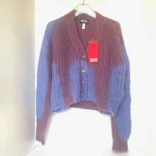 Load image into Gallery viewer, Diesel Cardigan Sweater M-ILLY Womens Medium Purple Crop Wool Mohair VNeck
