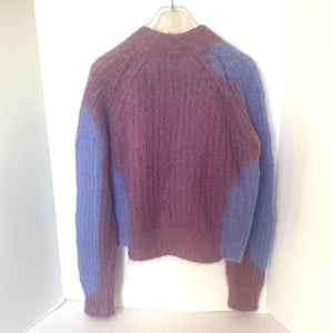 Diesel Cardigan Sweater M-ILLY Womens Medium Purple Crop Wool Mohair VNeck