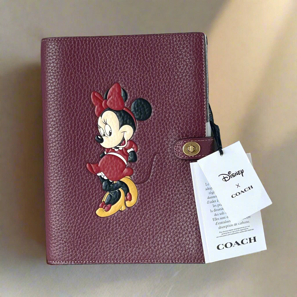 Disney X Coach Notebook Minnie Mouse Leather Journal Wine
