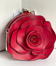 Load image into Gallery viewer, Disney X Kate Spade Beauty And The Beast Flora 3D Coin Purse Red Leather Round Zip (3)