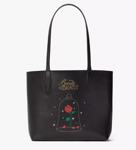 Load image into Gallery viewer, Disney X Kate Spade Beauty And The Beast Small Reversible Tote Black Cream