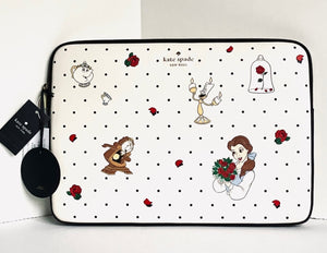 Disney X Kate Spade Laptop Case Beauty And The Beast Padded Sleeve Zip