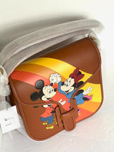 Load image into Gallery viewer, Disney Coach Courier Bag Mickey Minnie Mouse Brown Leather CQ801 Roller Skating