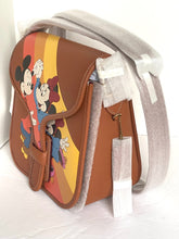 Load image into Gallery viewer, Disney Coach Courier Bag Mickey Minnie Mouse Brown Leather CQ801 Roller Skating