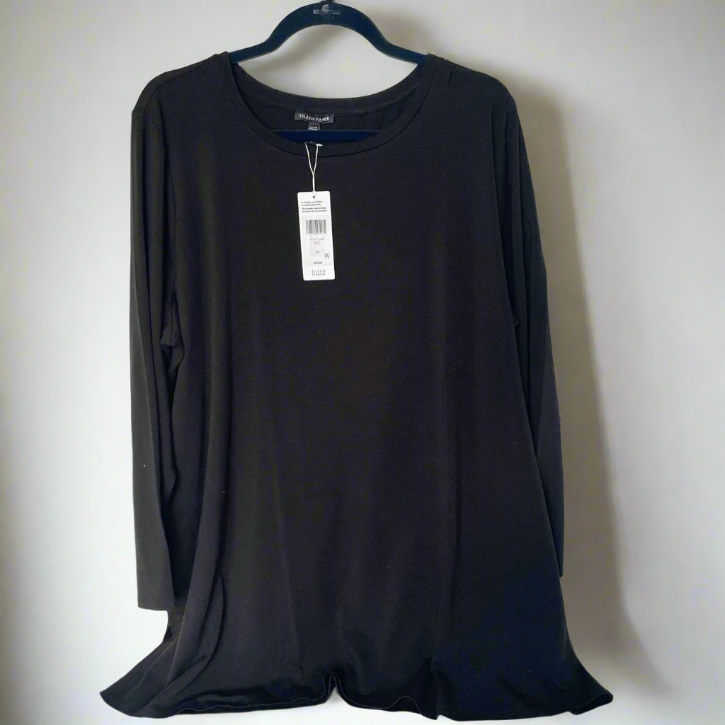 Eileen Fisher - Stretch Jersey Knit Crew Neck Long Top