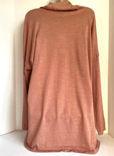 Load image into Gallery viewer, Eileen Fisher Sweater Womens Large Pink Boxy Cowl Neck Fine Knit Merino Wool