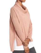 Load image into Gallery viewer, Eileen Fisher Sweater Womens Large Pink Boxy Cowl Neck Fine Knit Merino Wool