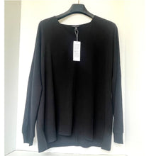 Load image into Gallery viewer, Black sweater on a hanger with a white background